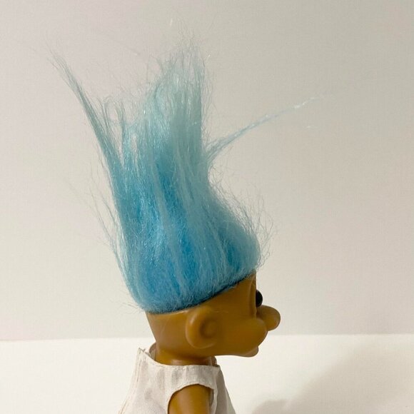 Vtg Russ Troll Doll Blue Hair Hawaiian Beach Style Shirt With Palm Trees 4 Inch - Picture 16 of 16